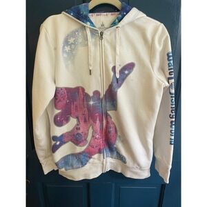 Walt Disney World 2017 Hoodie Sweatshirt Zip‎ Up White Galaxy Castle Women's